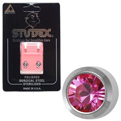 STUDEX Birthstone studs - mini bezel s/s - october / rose